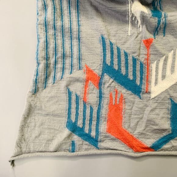 KAPITAL Grey Blue Orange Abstract Oversized Wool Scarf - Picture 3 of 6